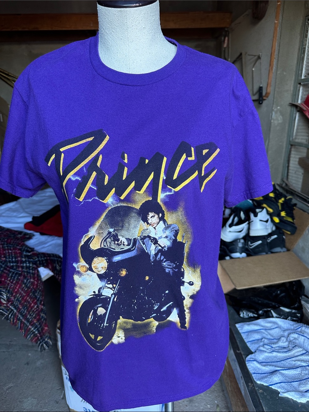 Prince Purple Kids Tee with Yellow Accent Motorcycle Graphic